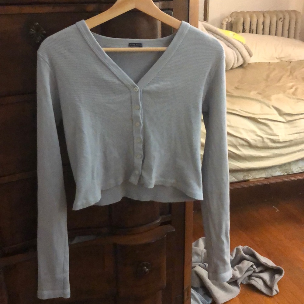 Button Down Blue Brandy Top - Picture 2 of 4